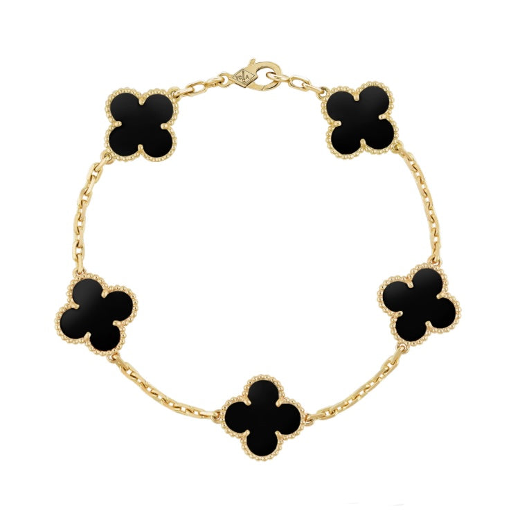 Inspired 5 Clover Mini Onyx Bracelet