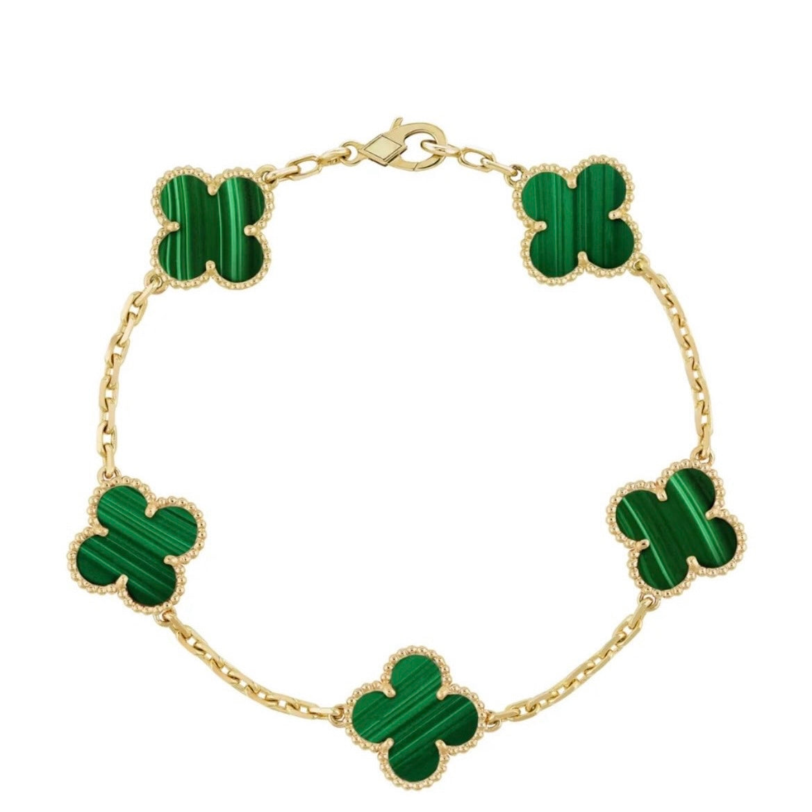 Inspired 5 Clover Mini Malachite Bracelet