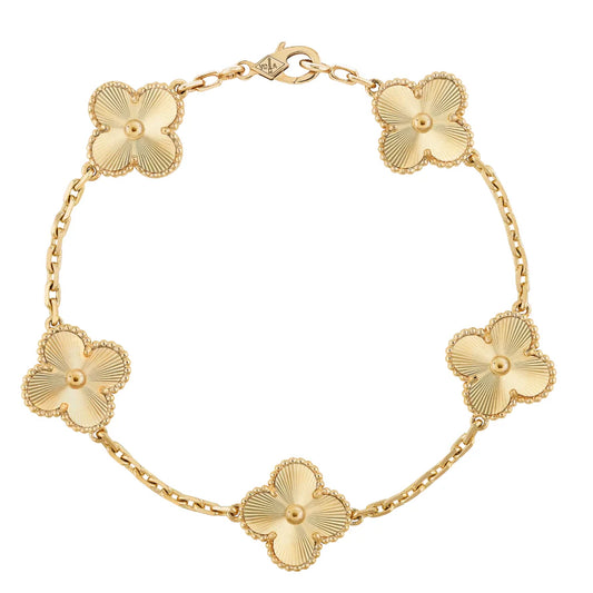 Inspired 5 Clover Mini Solid Yellow Gold Bracelet