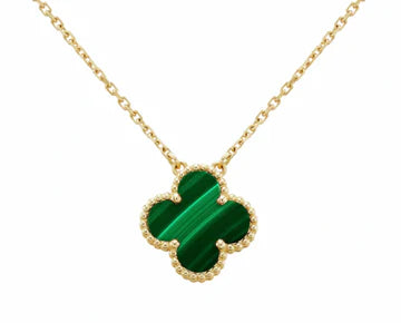 Inspired Single Clover Mini Malachite Necklace